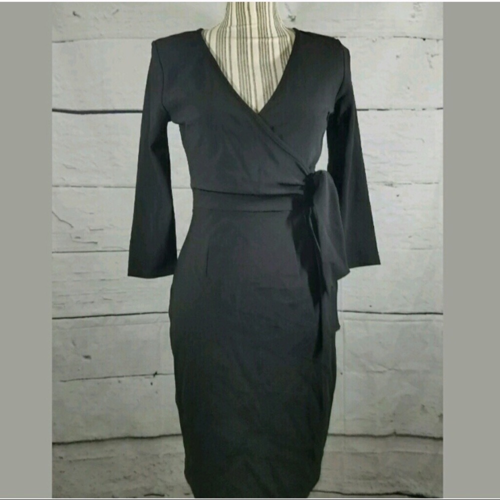 Boston Proper Long Sleeve Faux Wrap Dress